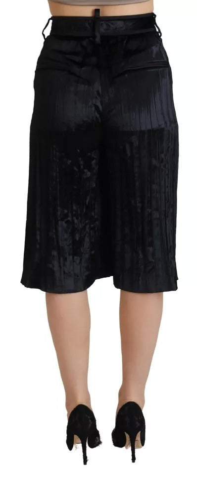 Dsquared² Black pleated high-waisted wide-leg trousers
